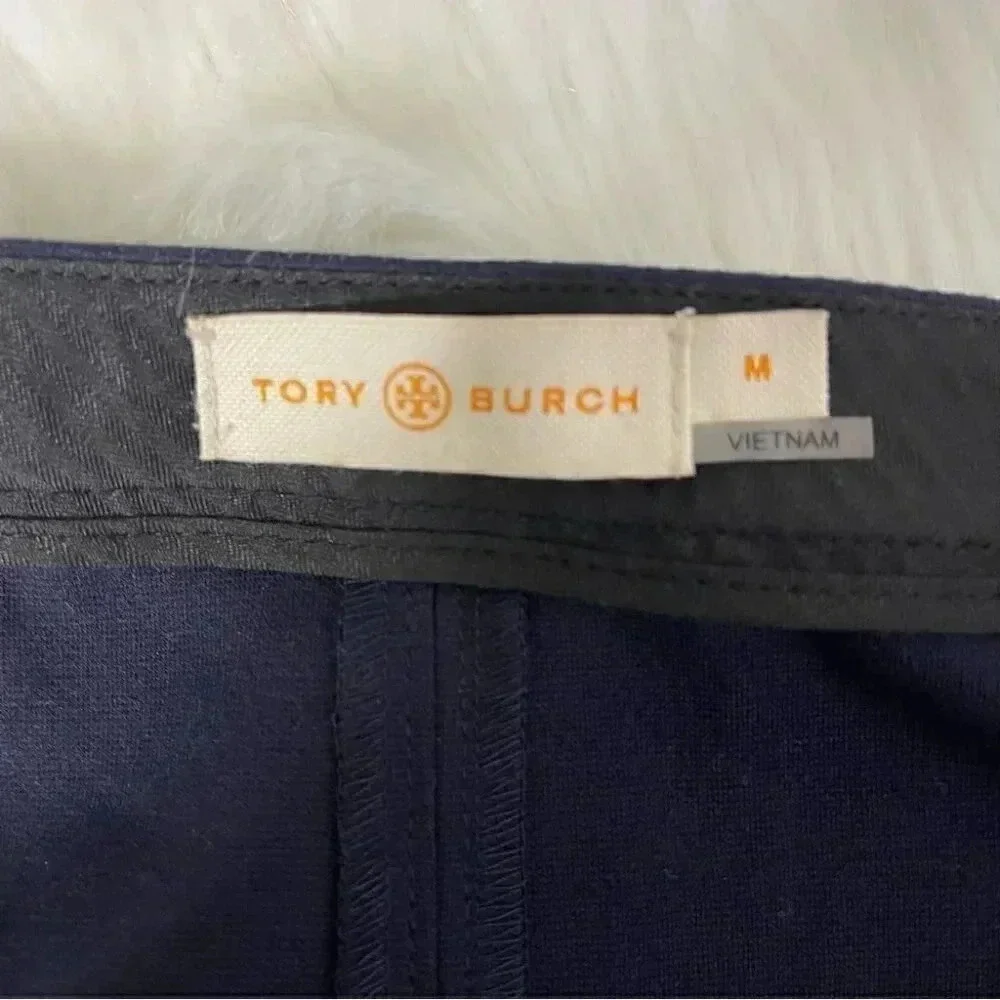 Tory Burch Navy Pencil Skirt Rayon Stretch Size Medium